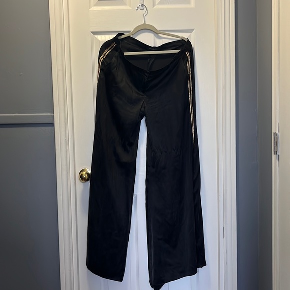 Balmain 100% silk black and gold wide leg trousers - Picture 1 of 5